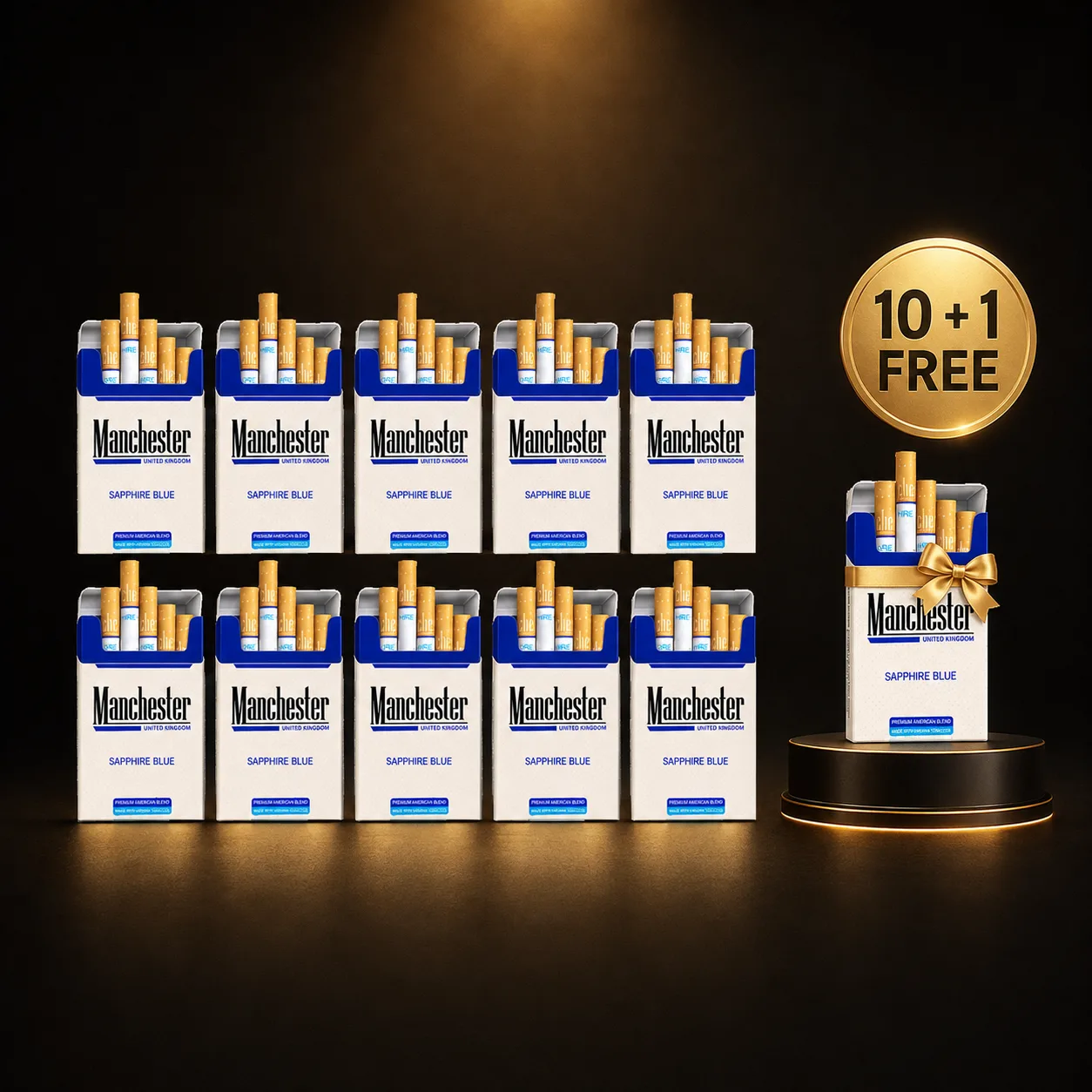 Manchester Sapphire Blue - 10 Cartons + 1 FREE Carton